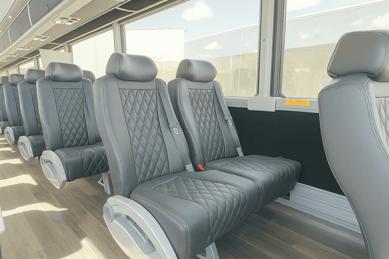 interior of Lancaster Coach Bus Service charter bus