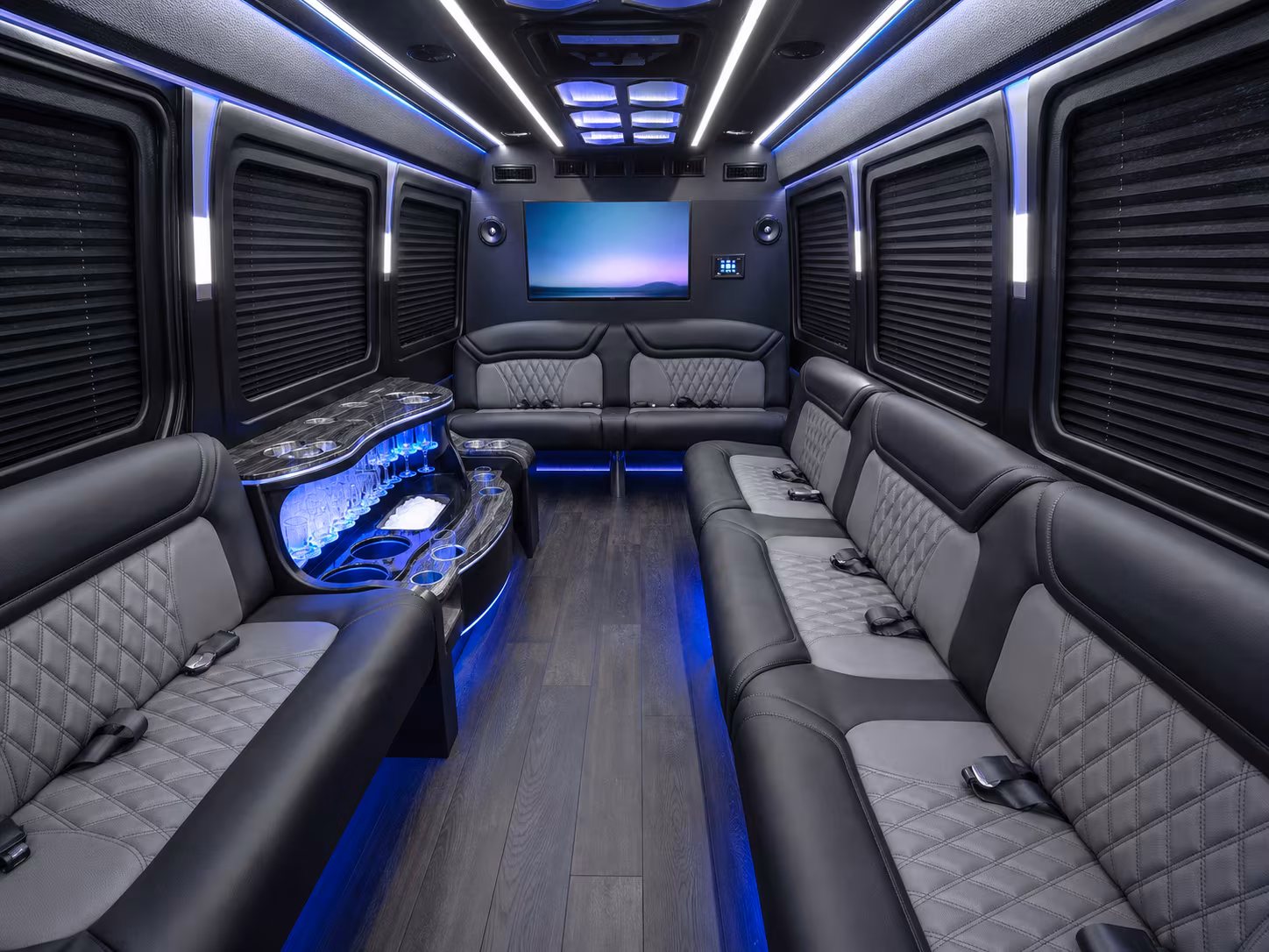 lancaster 30 passenger party bus inside